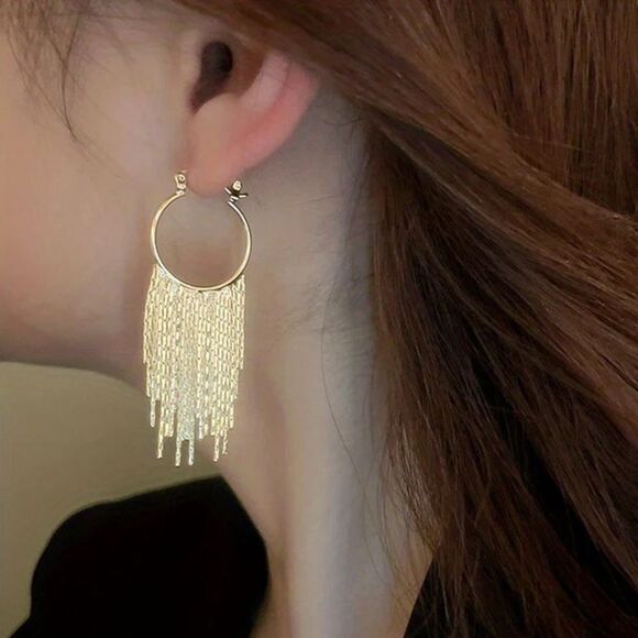 tassel hoop earrings A384 - Picture 1 of 3